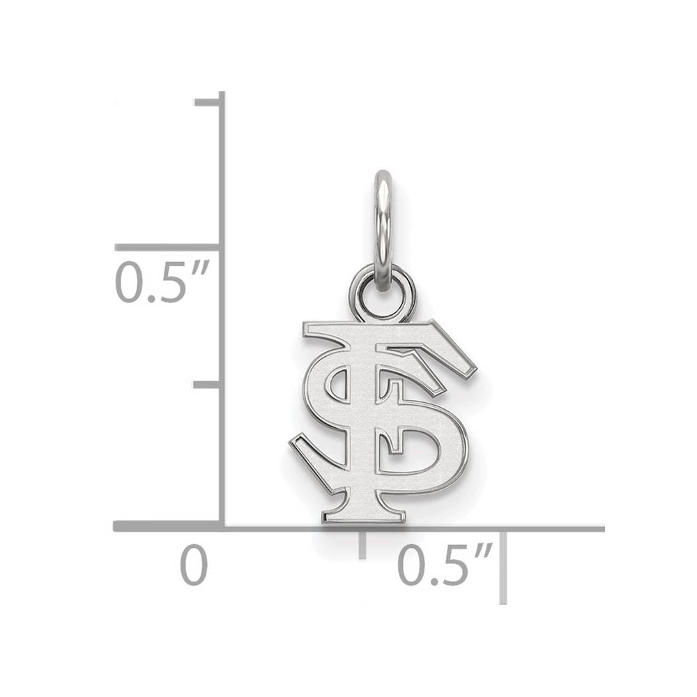 Alternate view of the 14k White Gold Florida State XS (Tiny) 'FS' Charm or Pendant by The Black Bow Jewelry Co.