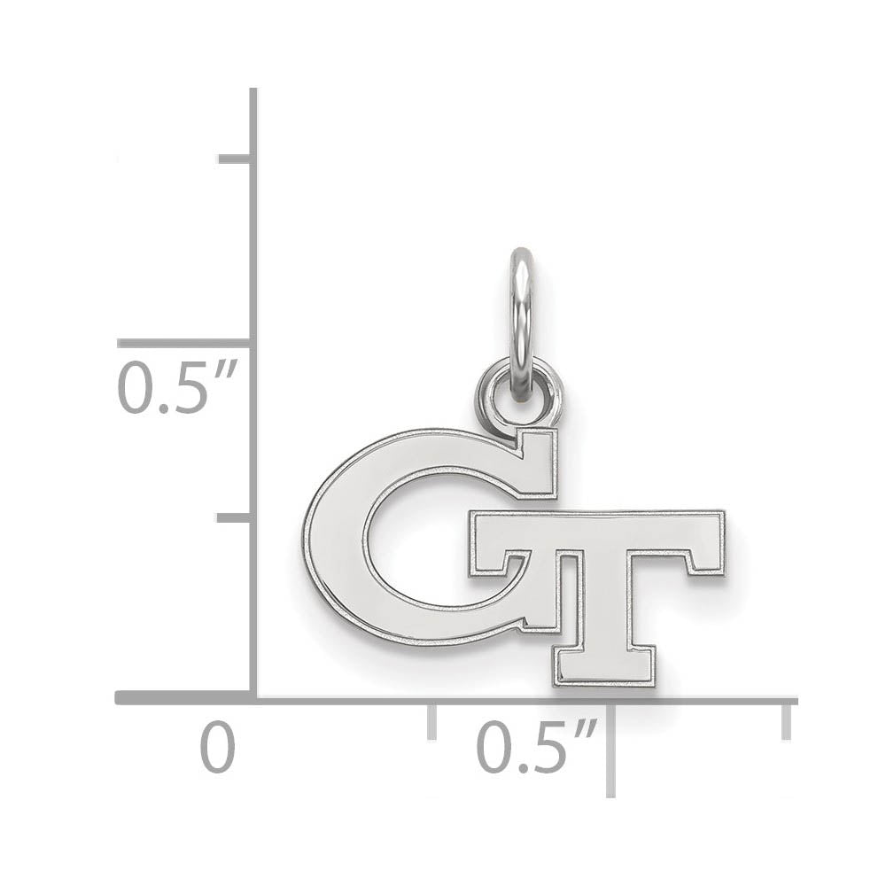 Alternate view of the 14k White Gold Georgia Technology XS (Tiny) 'GT' Charm or Pendant by The Black Bow Jewelry Co.