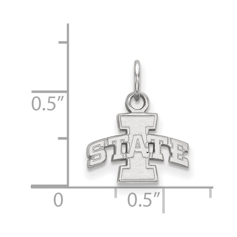 Alternate view of the 14k White Gold Iowa State XS (Tiny) Charm or Pendant by The Black Bow Jewelry Co.