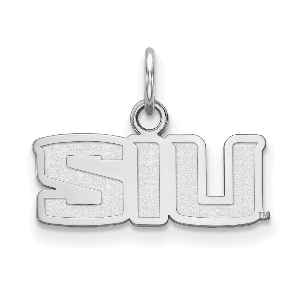 14k White Gold Southern Illinois U. XS (Tiny) 'SIU' Charm or Pendant, Item P22911 by The Black Bow Jewelry Co.