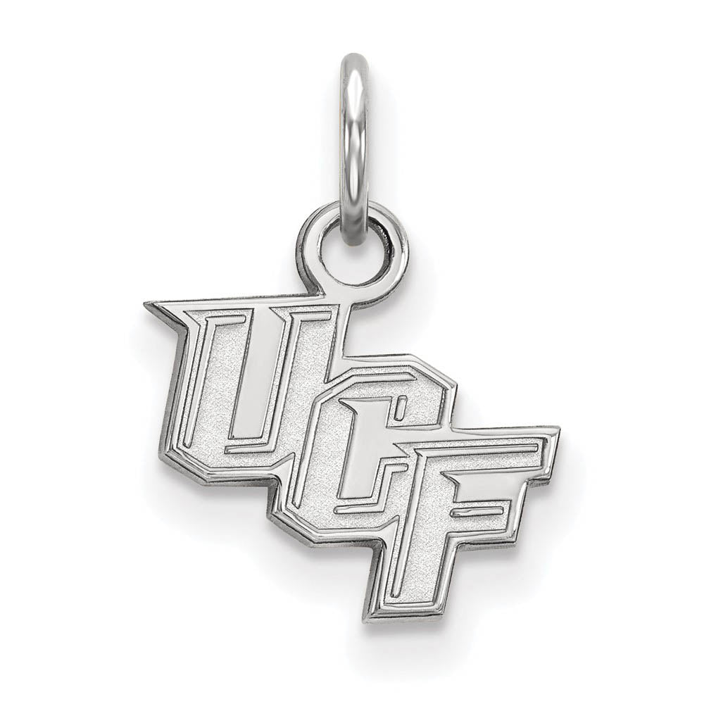 14k White Gold Central Florida XS (Tiny) 'UCF' Charm or Pendant, Item P22917 by The Black Bow Jewelry Co.