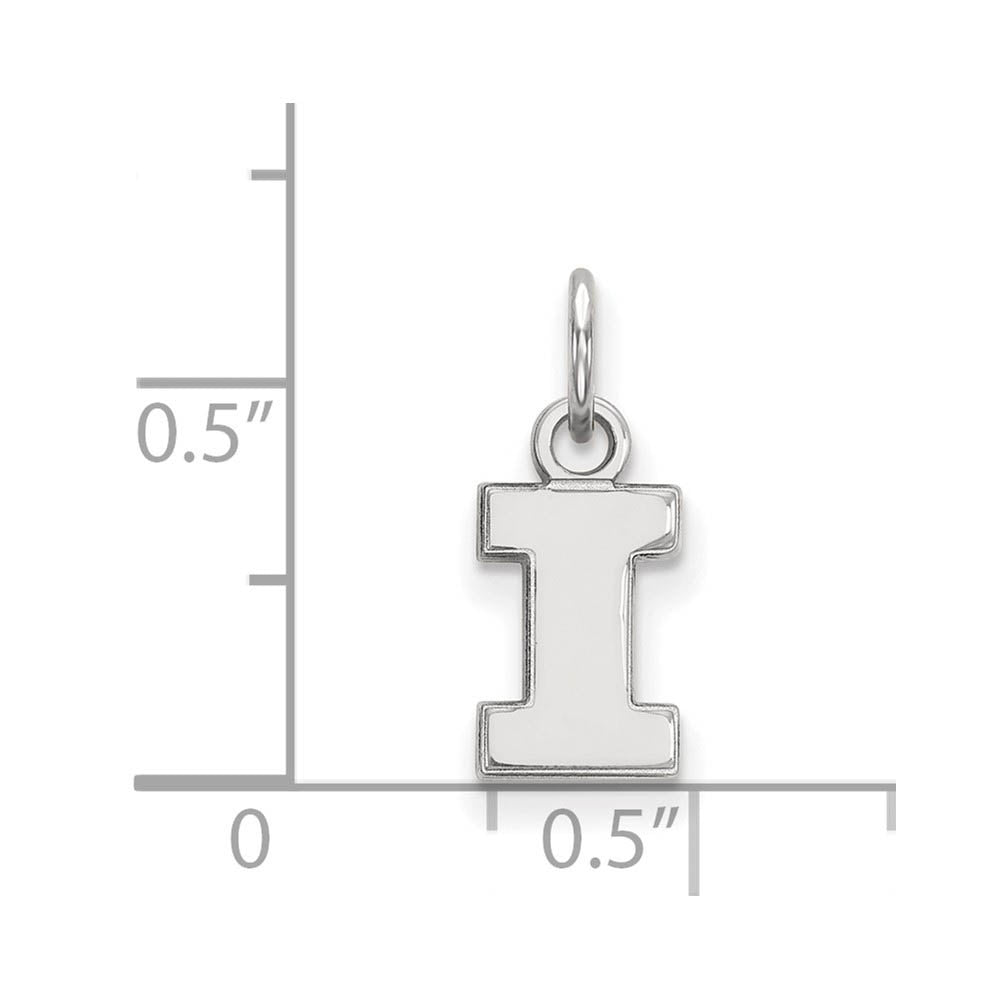 Alternate view of the 14k White Gold U. of Illinois XS (Tiny) Initial I Charm or Pendant by The Black Bow Jewelry Co.