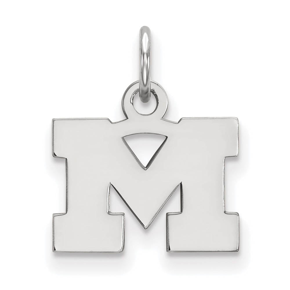 14k White Gold U. of Michigan XS (Tiny) Initial M Charm or Pendant, Item P22927 by The Black Bow Jewelry Co.
