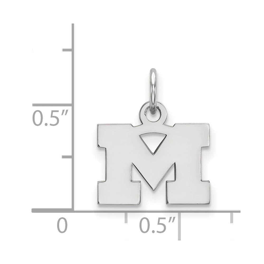 Alternate view of the 14k White Gold U. of Michigan XS (Tiny) Initial M Charm or Pendant by The Black Bow Jewelry Co.