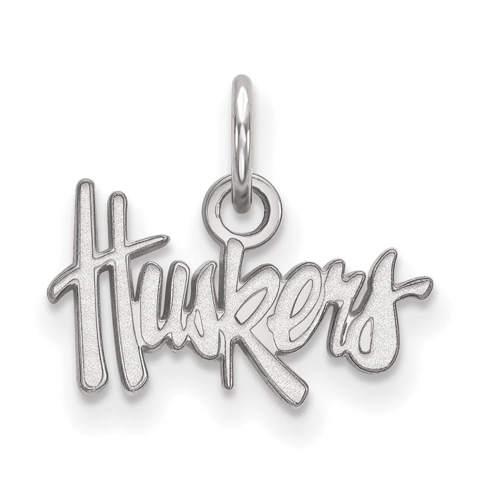 14k White Gold U. of Nebraska XS (Tiny) 'Huskers' Charm or Pendant, Item P22933 by The Black Bow Jewelry Co.