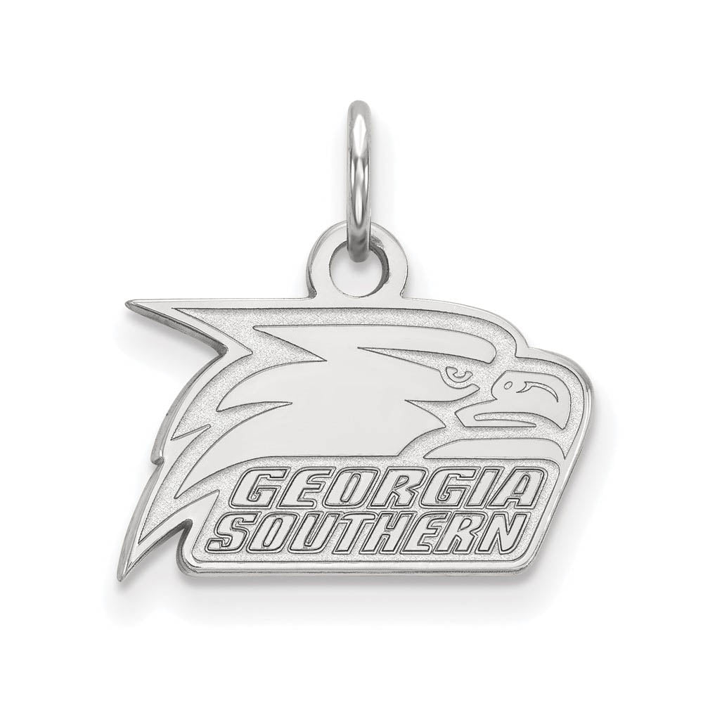 14k White Gold Georgia Southern U XS (Tiny) Eagles Logo Charm Pendant, Item P22949 by The Black Bow Jewelry Co.