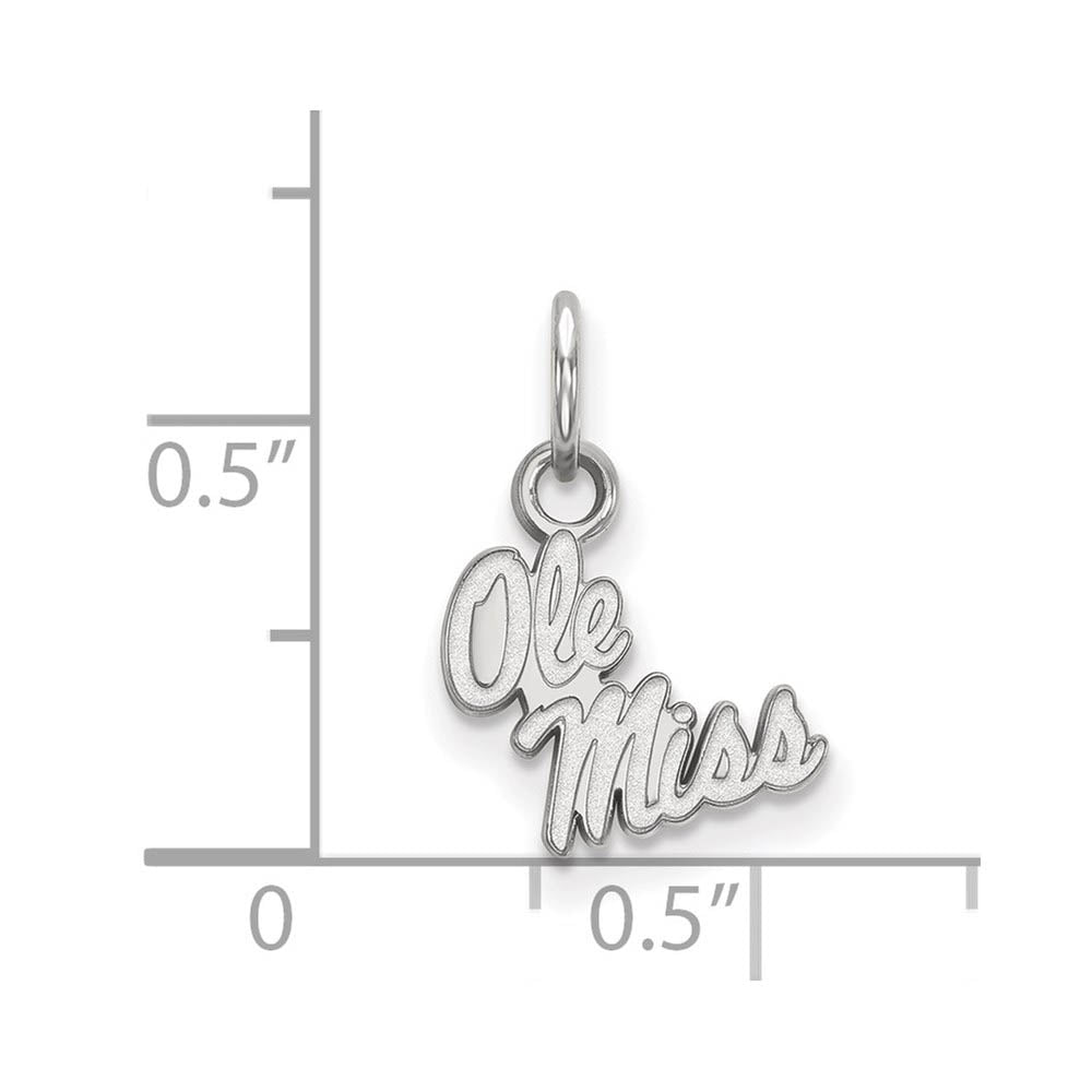 Alternate view of the 14k White Gold U. of Mississippi XS (Tiny) Charm or Pendant by The Black Bow Jewelry Co.