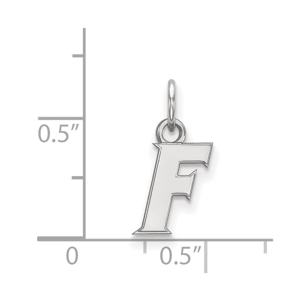 Alternate view of the 14k White Gold U of Florida XS (Tiny) Initial F Charm or Pendant by The Black Bow Jewelry Co.