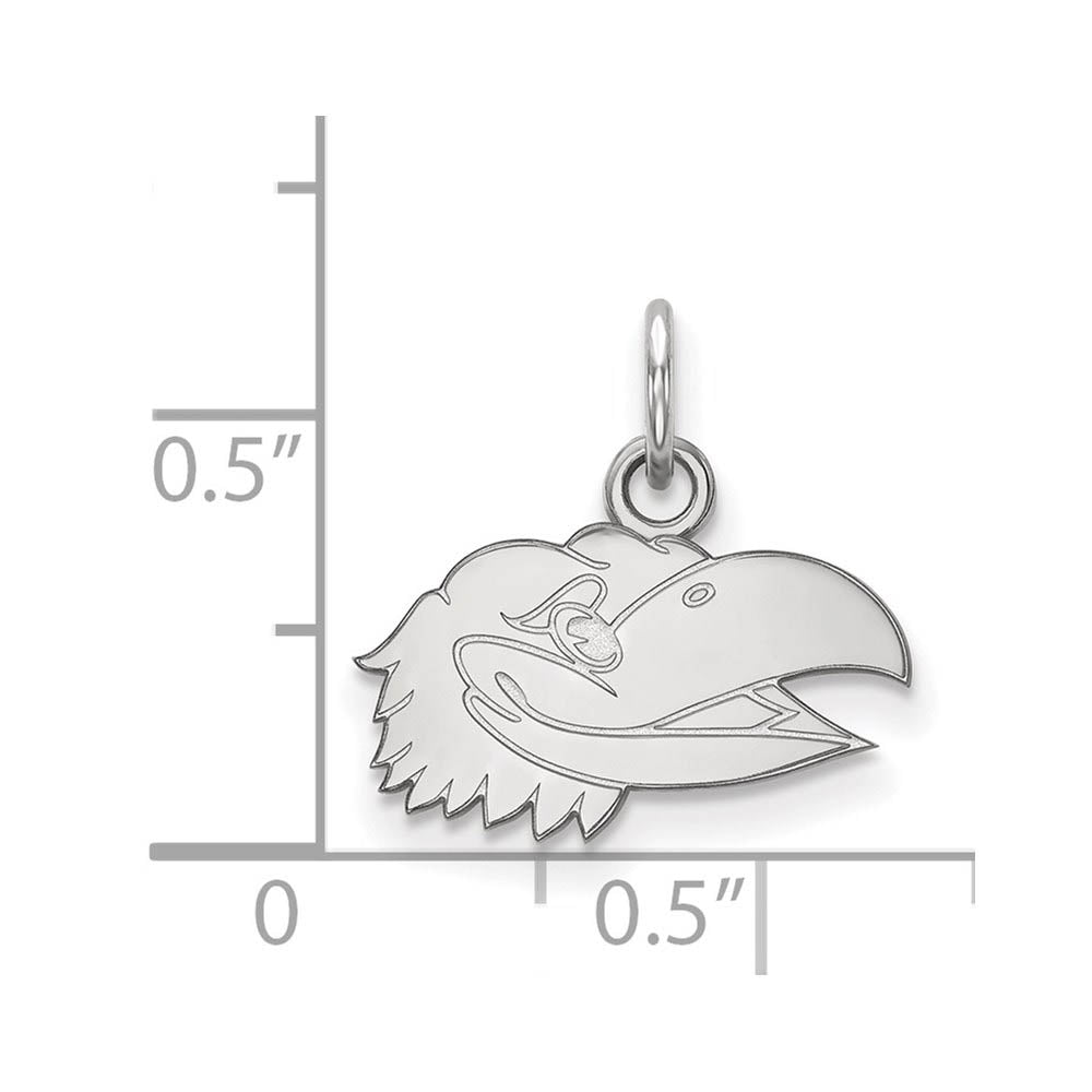 Alternate view of the 14k White Gold U. of Kansas XS (Tiny) Right Profile Mascot Charm by The Black Bow Jewelry Co.