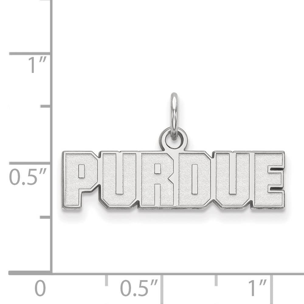 Alternate view of the 14k White Gold Purdue XS Script Charm or Pendant by The Black Bow Jewelry Co.