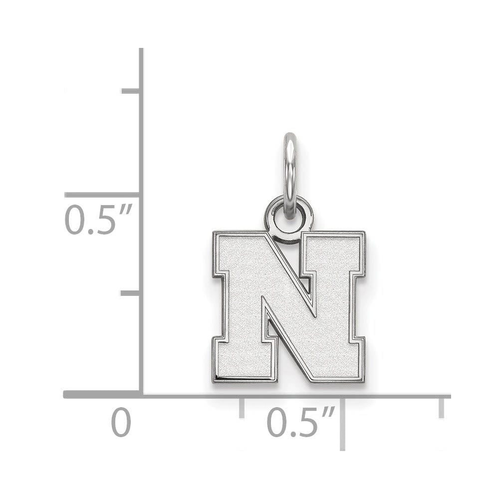Alternate view of the 14k White Gold U. of Nebraska XS (Tiny) Initial N Charm or Pendant by The Black Bow Jewelry Co.