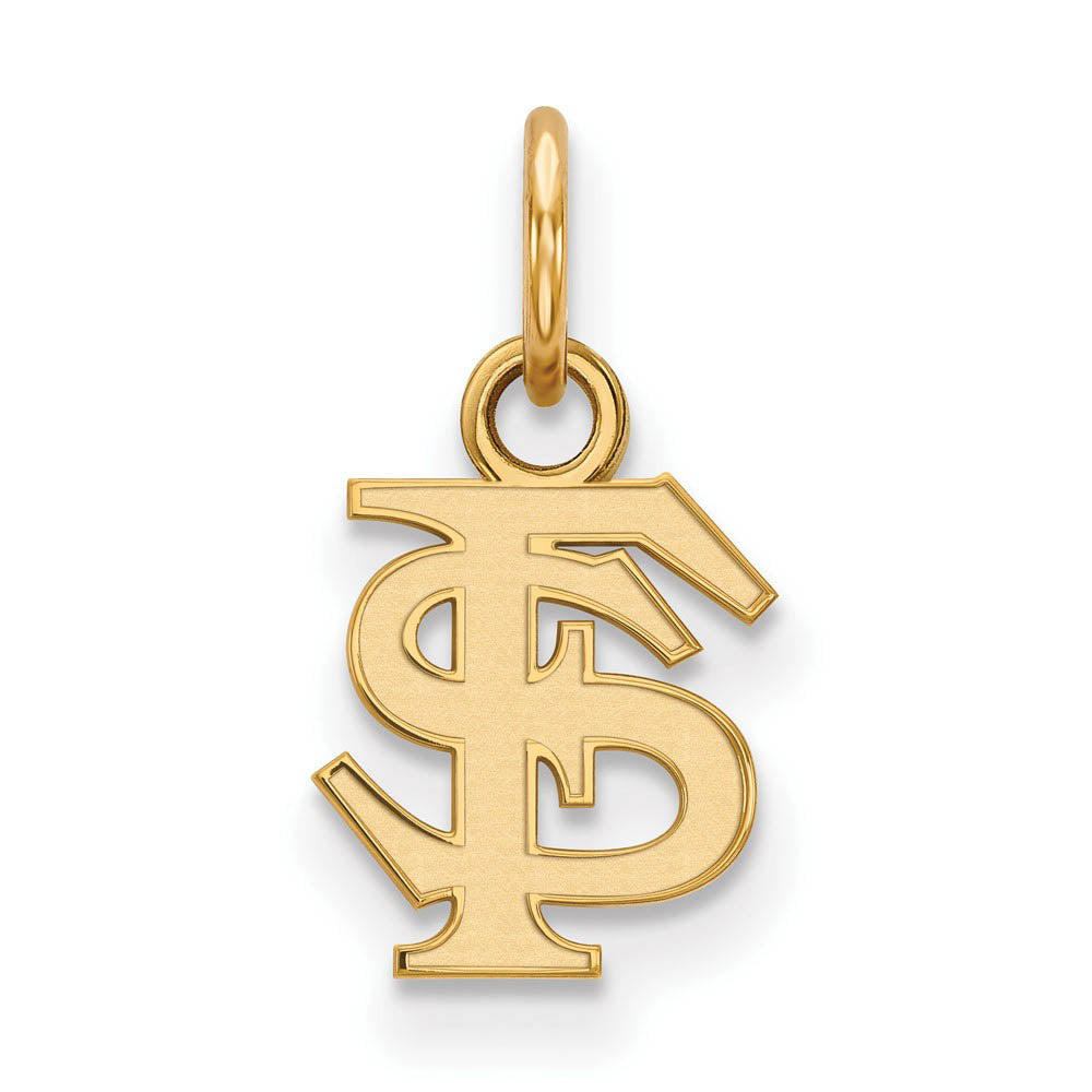 14k Yellow Gold Florida State XS (Tiny) 'FS' Charm or Pendant, Item P22993 by The Black Bow Jewelry Co.