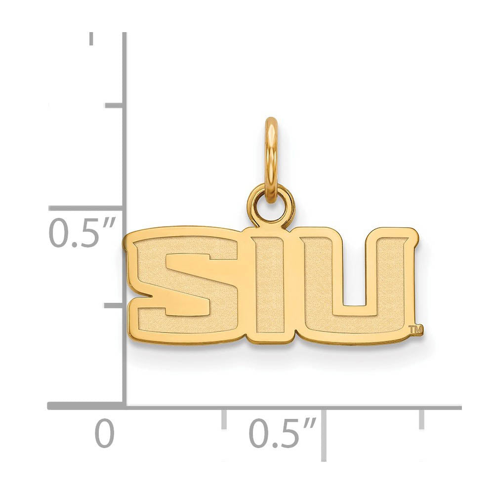 Alternate view of the 14k Yellow Gold Southern Illinois U. XS (Tiny) 'SIU' Charm or Pendant by The Black Bow Jewelry Co.