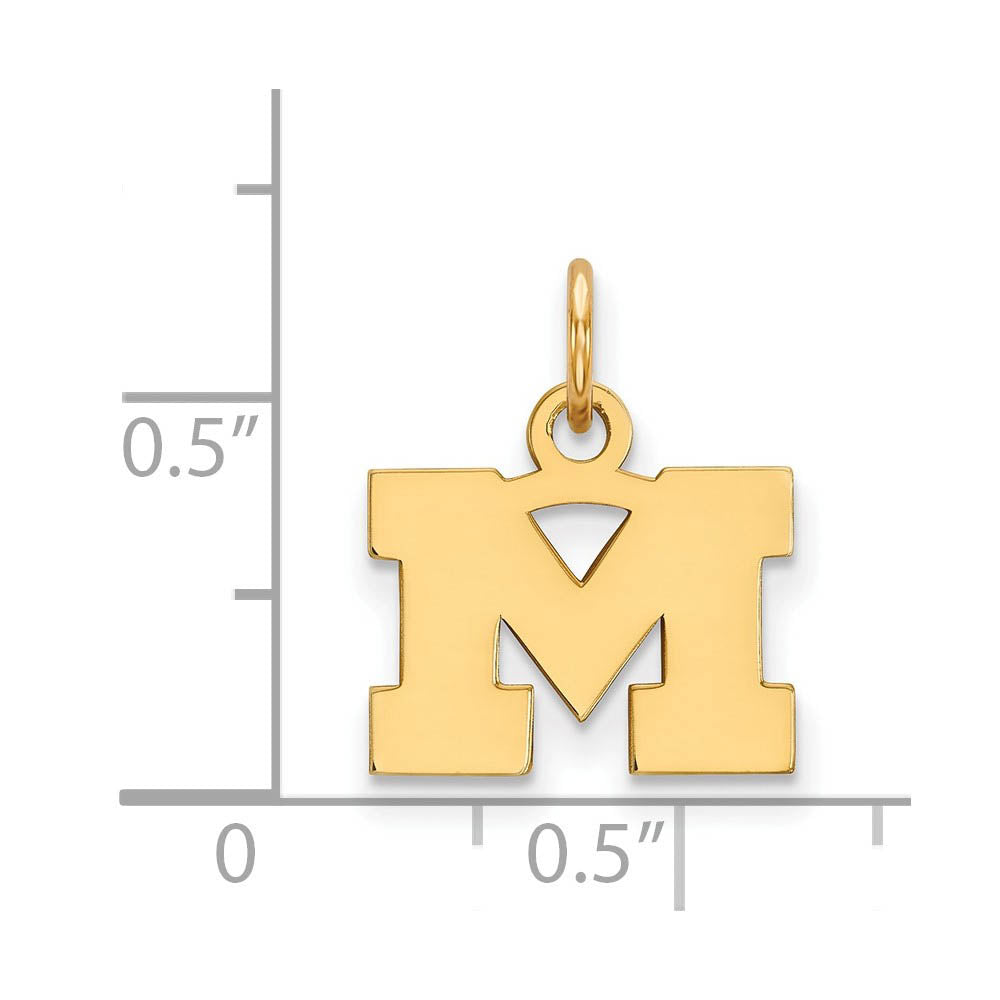 Alternate view of the 14k Yellow Gold U. of Michigan XS (Tiny) Initial M Charm or Pendant by The Black Bow Jewelry Co.