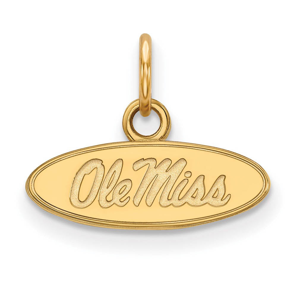 14k Yellow Gold U. of Mississippi XS (Tiny) Oval 'Ole Miss' Charm, Item P23025 by The Black Bow Jewelry Co.