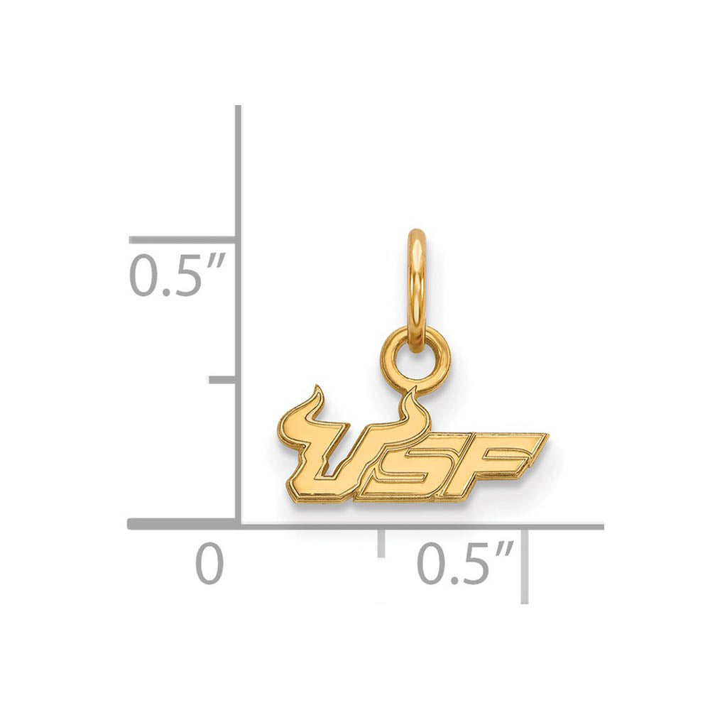 Alternate view of the 14k Yellow Gold South Florida XS (Tiny) 'USF' Charm or Pendant by The Black Bow Jewelry Co.