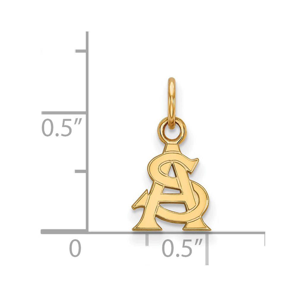 Alternate view of the 14k Yellow Gold Arizona State XS (Tiny) Charm or Pendant by The Black Bow Jewelry Co.