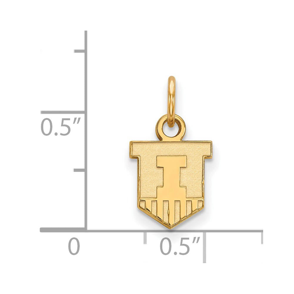 Alternate view of the 14k Yellow Gold U. of Illinois XS (Tiny) Shield Charm or Pendant by The Black Bow Jewelry Co.