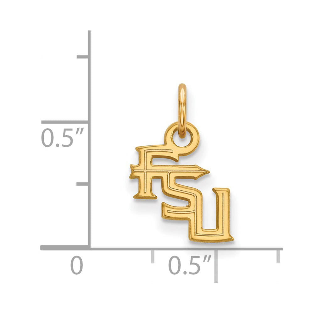 Alternate view of the 14k Yellow Gold Florida State XS (Tiny) 'FSU' Charm or Pendant by The Black Bow Jewelry Co.