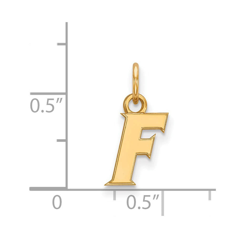 Alternate view of the 14k Yellow Gold U of Florida XS (Tiny) Initial F Charm or Pendant by The Black Bow Jewelry Co.