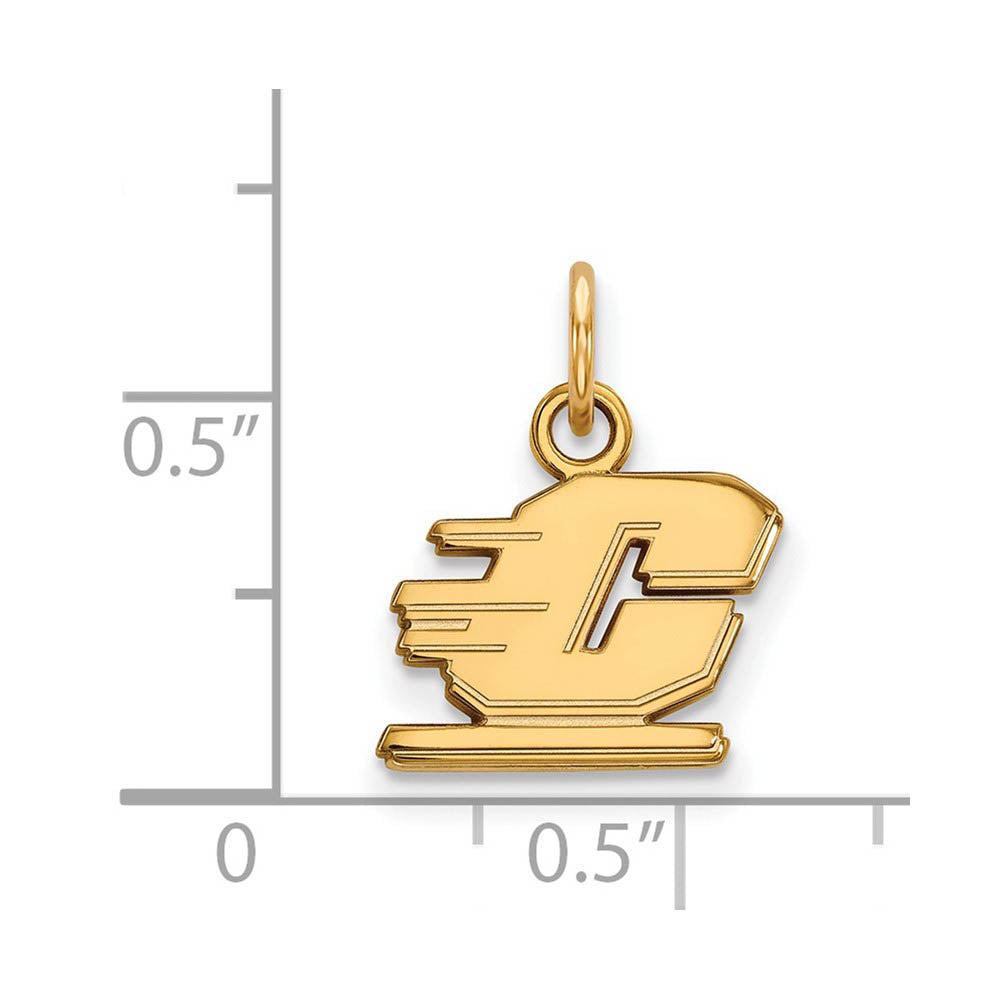 Alternate view of the 14k Gold Plated Silver Central Michigan U XS (Tiny) Charm or Pendant by The Black Bow Jewelry Co.