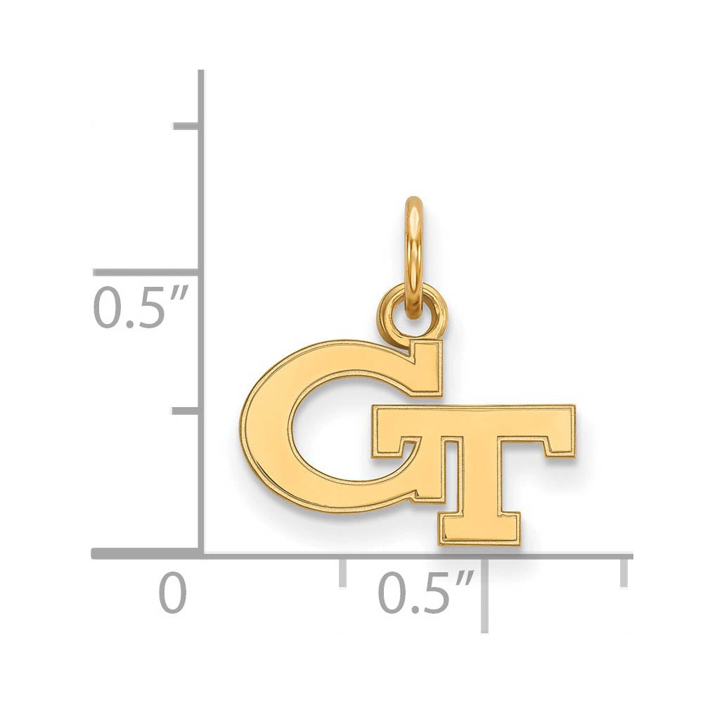 Alternate view of the 14k Gold Plated Silver Georgia Technology XS (Tiny) 'GT' Charm by The Black Bow Jewelry Co.