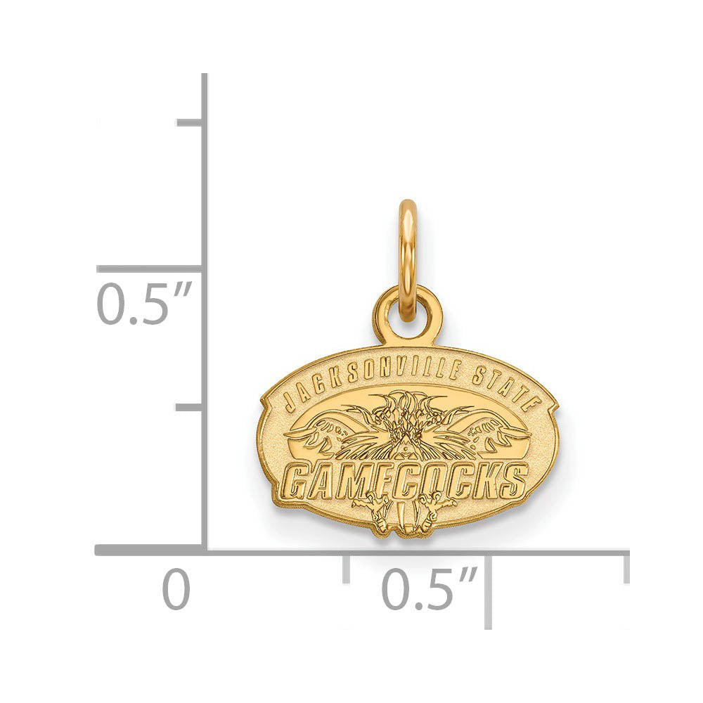 Alternate view of the 14k Gold Plated Silver Jacksonville State XS (Tiny) Charm or Pendant by The Black Bow Jewelry Co.