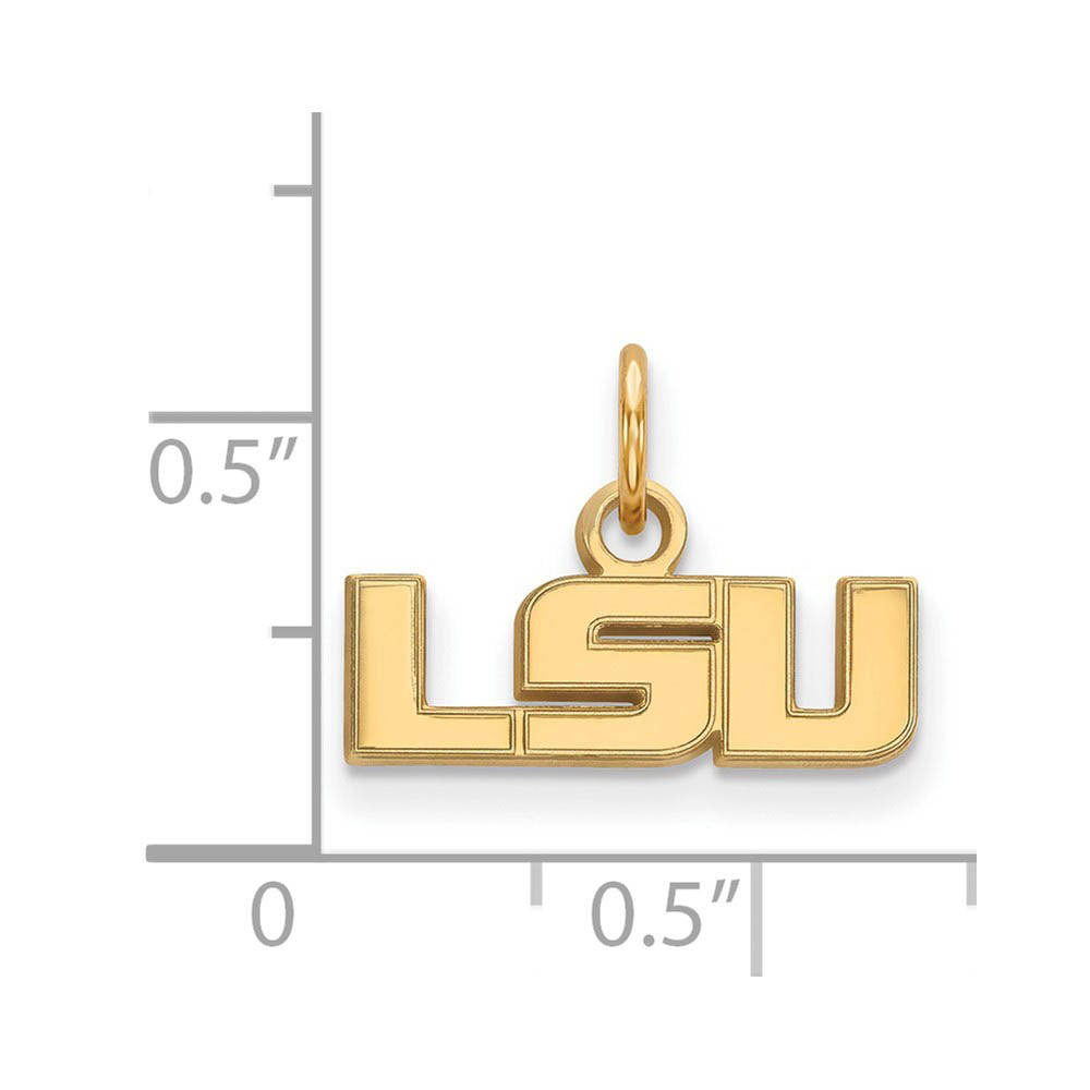 Alternate view of the 14k Gold Plated Silver Louisiana State XS (Tiny) 'LSU' Charm Pendant by The Black Bow Jewelry Co.
