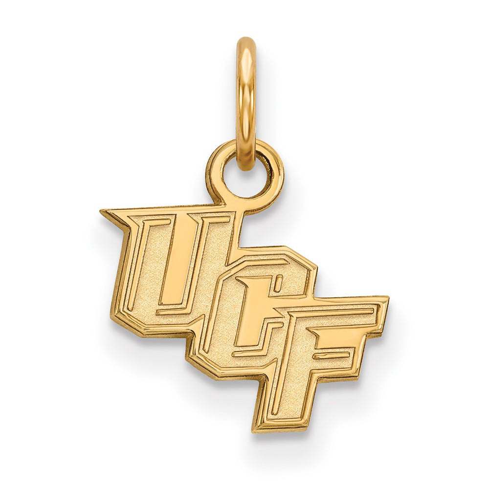 14k Gold Plated Silver Central Florida XS (Tiny) 'UCF' Charm Pendant, Item P23105 by The Black Bow Jewelry Co.