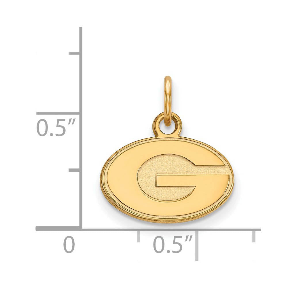 Alternate view of the 14k Gold Plated Silver U. of Georgia XS (Tiny) 'G' Charm Pendant by The Black Bow Jewelry Co.