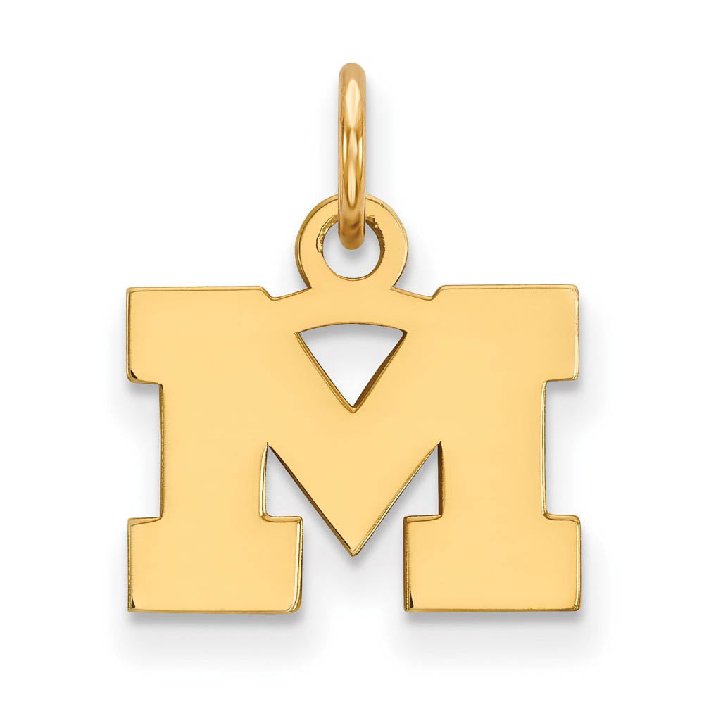 14k Gold Plated Silver U. of Michigan XS (Tiny) Initial M Charm, Item P23115 by The Black Bow Jewelry Co.