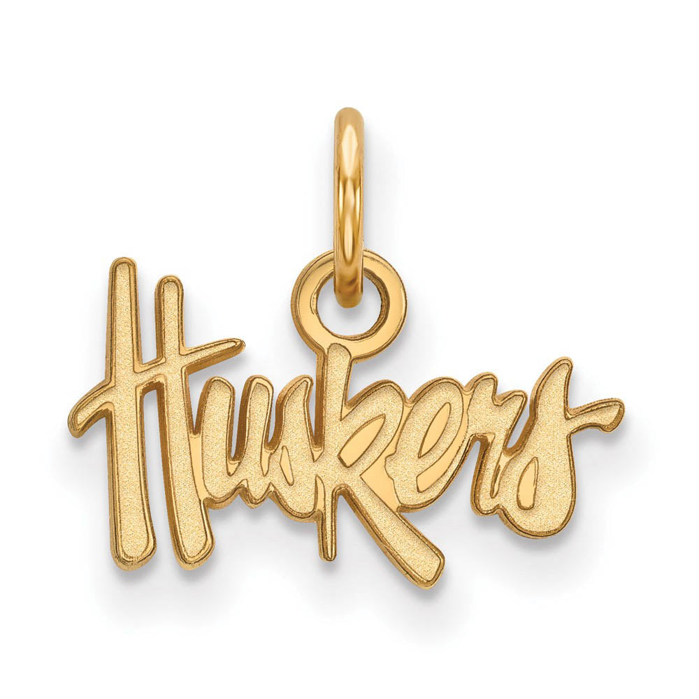 14k Gold Plated Silver U. of Nebraska XS (Tiny) 'Huskers' Charm, Item P23121 by The Black Bow Jewelry Co.