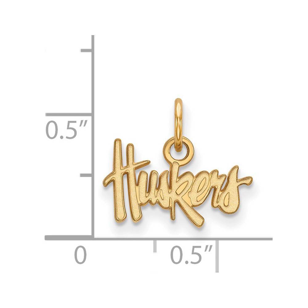 Alternate view of the 14k Gold Plated Silver U. of Nebraska XS (Tiny) 'Huskers' Charm by The Black Bow Jewelry Co.