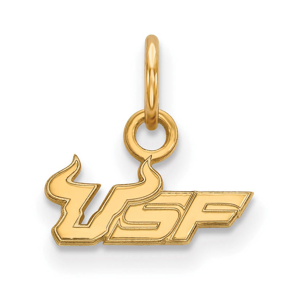 14k Gold Plated Silver South Florida XS (Tiny) 'USF' Charm or Pendant, Item P23132 by The Black Bow Jewelry Co.