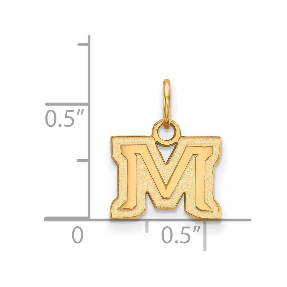 Alternate view of the 14k Gold Plated Silver Montana State XS (Tiny) 'M' Charm or Pendant by The Black Bow Jewelry Co.