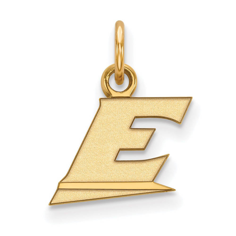 14k Gold Plated Silver Eastern Kentucky U XS (Tiny) 'E' Charm Pendant, Item P23138 by The Black Bow Jewelry Co.