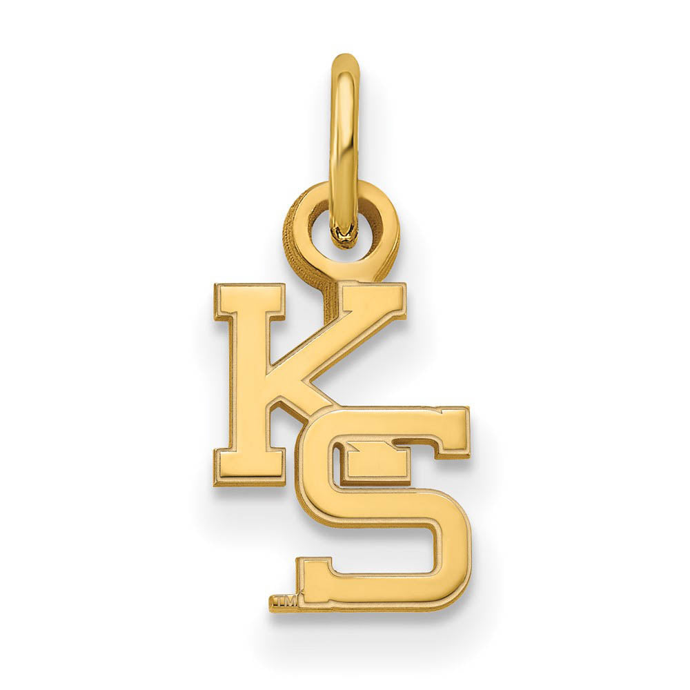 14k Gold Plated Silver Kansas State XS (Tiny) Charm or Pendant, Item P23151 by The Black Bow Jewelry Co.