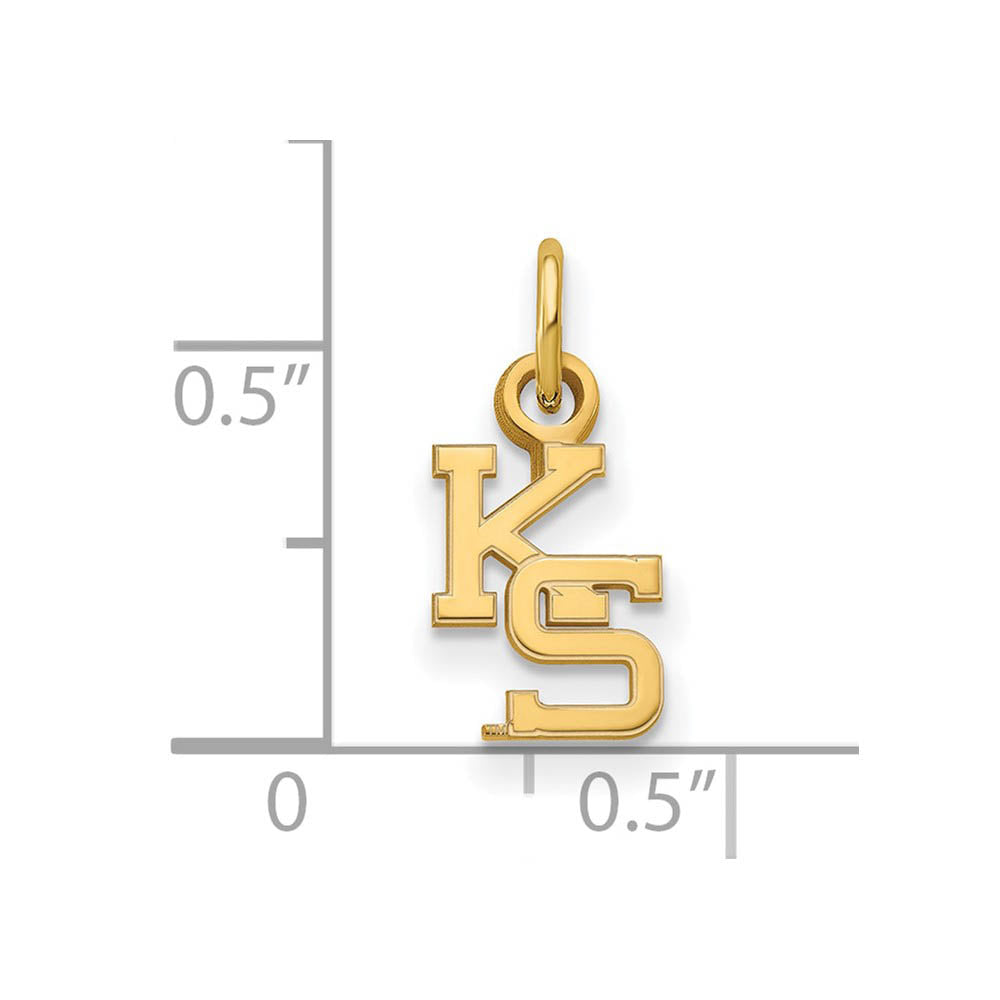 Alternate view of the 14k Gold Plated Silver Kansas State XS (Tiny) Charm or Pendant by The Black Bow Jewelry Co.