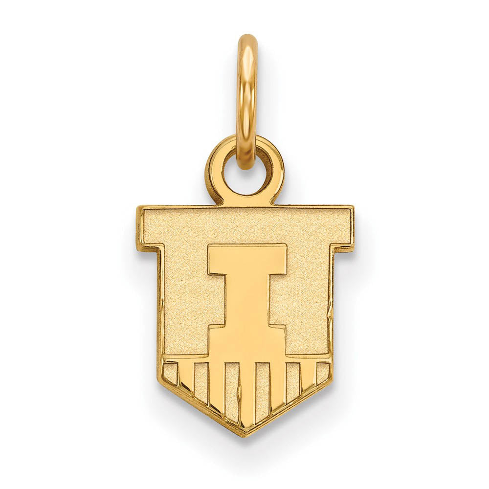 14k Gold Plated Silver U of Illinois XS (Tiny) Shield Charm or Pendant, Item P23158 by The Black Bow Jewelry Co.