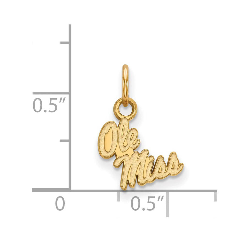 Alternate view of the 14k Gold Plated Silver U. of Mississippi XS (Tiny) Charm or Pendant by The Black Bow Jewelry Co.