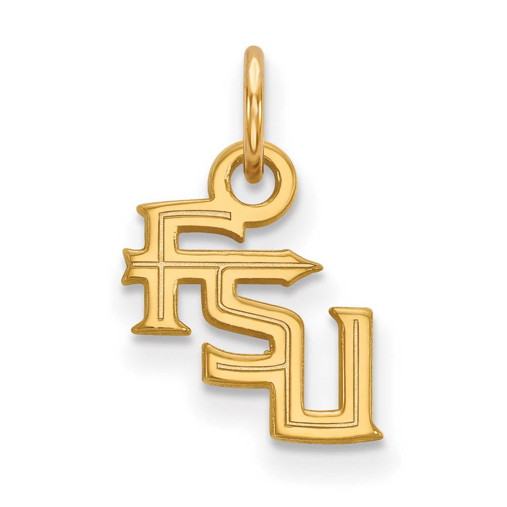 14k Gold Plated Silver Florida State XS (Tiny) 'FSU' Charm or Pendant, Item P23162 by The Black Bow Jewelry Co.