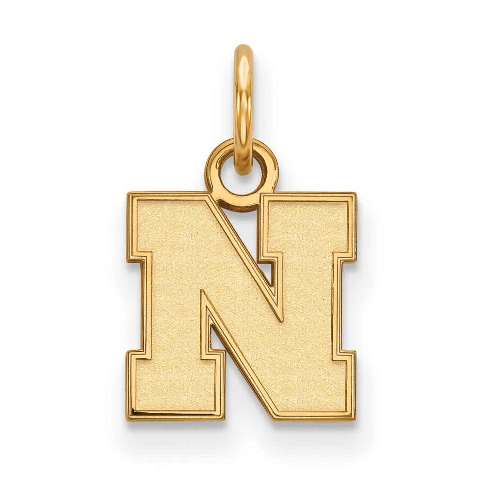 14k Gold Plated Silver U. of Nebraska XS (Tiny) Initial N Charm, Item P23173 by The Black Bow Jewelry Co.