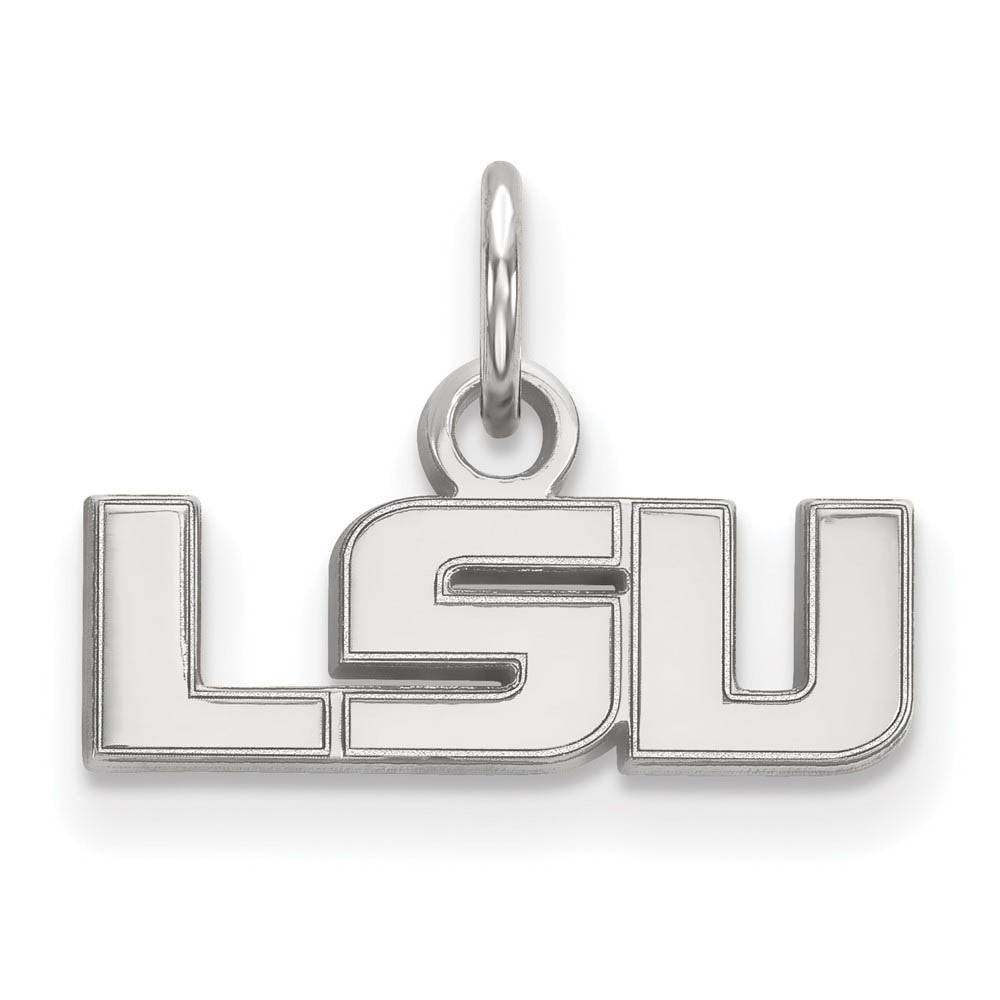 Sterling Silver Louisiana State XS (Tiny) 'LSU' Charm or Pendant, Item P23191 by The Black Bow Jewelry Co.
