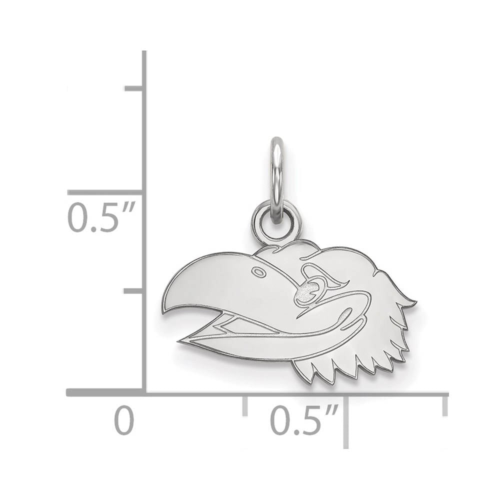 Alternate view of the Sterling Silver U. of Kansas XS (Tiny) Left Profile Mascot Charm by The Black Bow Jewelry Co.