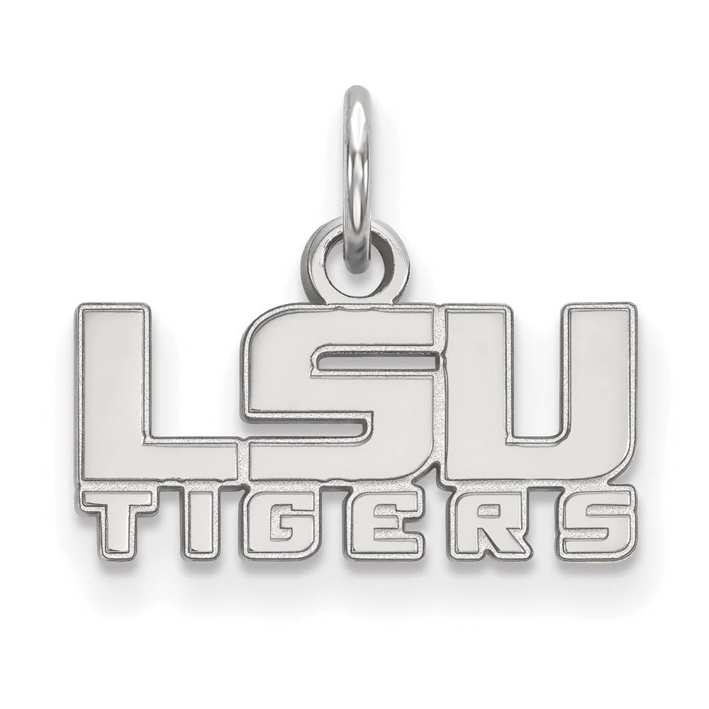 Sterling Silver Louisiana State XS (Tiny) 'LSU TIGERS' Charm Pendant, Item P23249 by The Black Bow Jewelry Co.