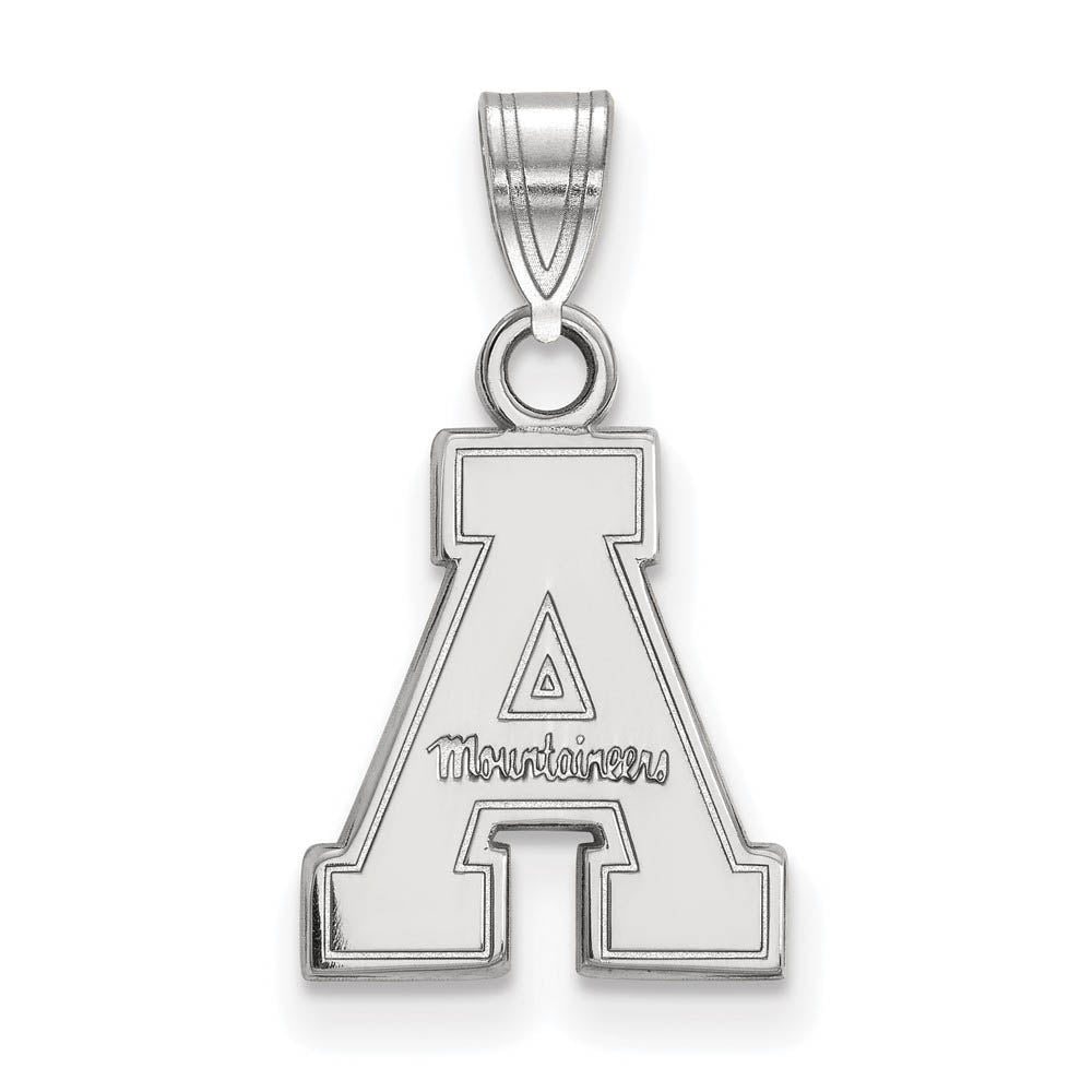 10k White Gold Appalachian State Small 'A' Pendant, Item P23275 by The Black Bow Jewelry Co.