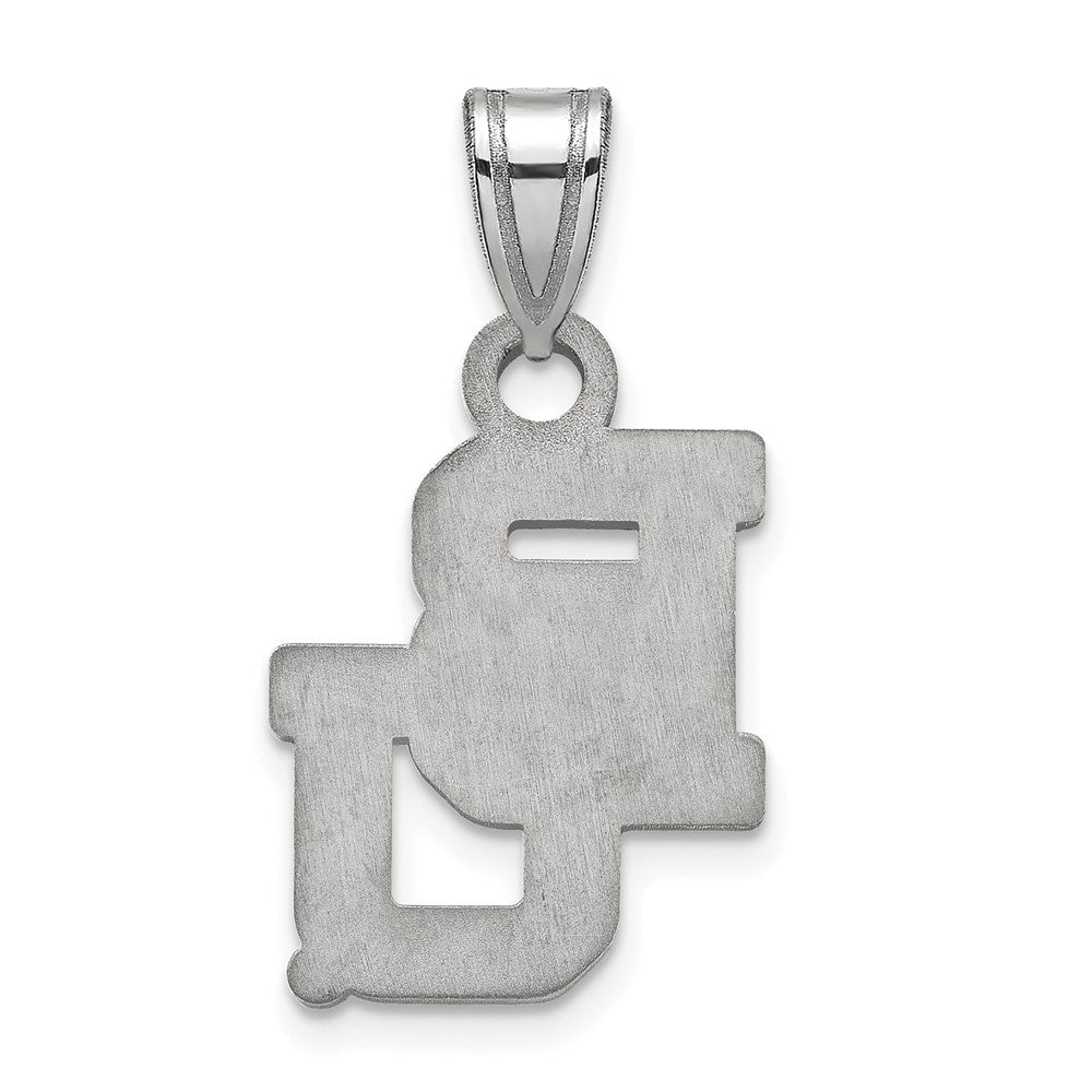 Alternate view of the 10k White Gold Baylor U Small 'BU' Pendant by The Black Bow Jewelry Co.