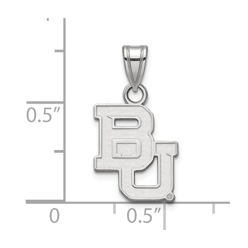 Alternate view of the 10k White Gold Baylor U Small 'BU' Pendant by The Black Bow Jewelry Co.