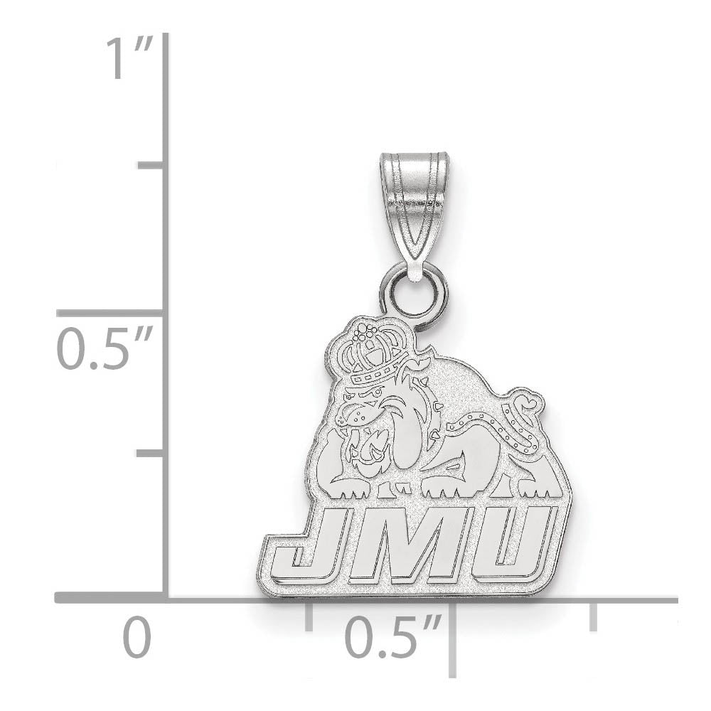 Alternate view of the 10k White Gold James Madison U Small Logo Pendant by The Black Bow Jewelry Co.
