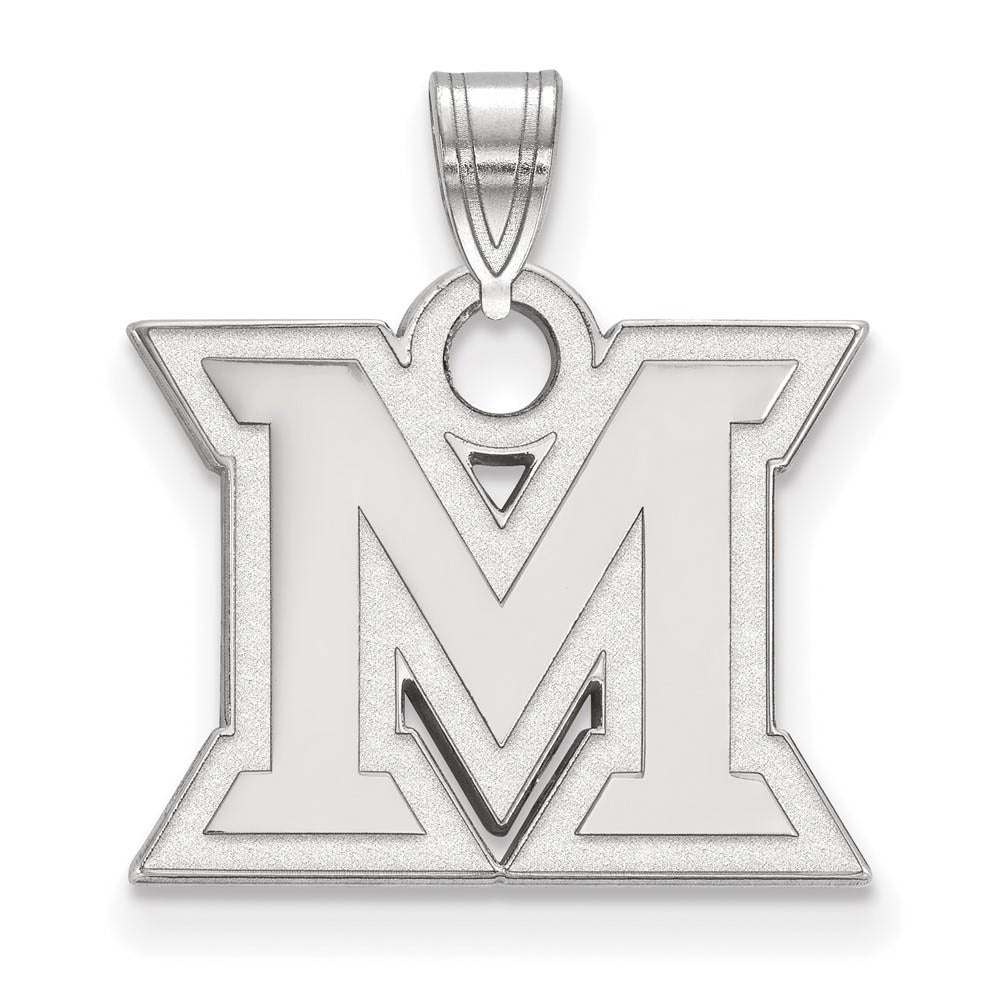10k White Gold Miami U Small Initial M Pendant, Item P23289 by The Black Bow Jewelry Co.